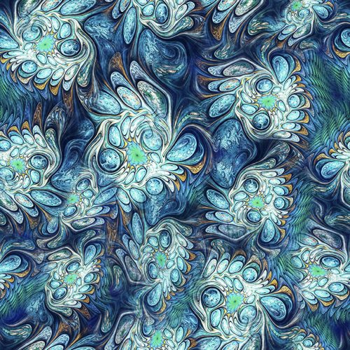 Feline Fantasia Marble Abstract - Turq/gold 31373-Q