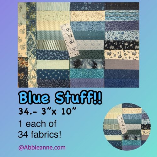 All Blue!! 34 Pre-cuts - 10"x 3"