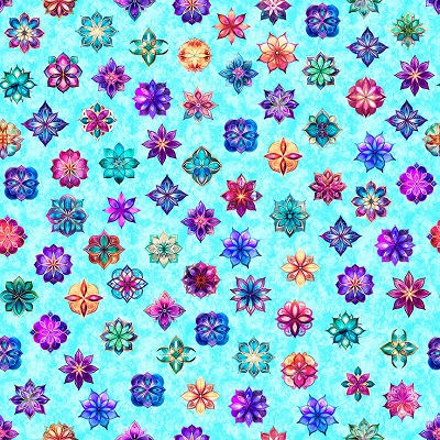 QT Fabrics: Royal – Ditzy - Turquoise