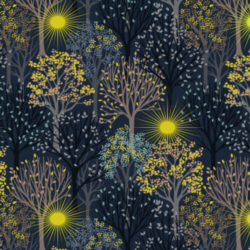Lewis & Irene Winter Solstice - Trees - midnight blue L56C